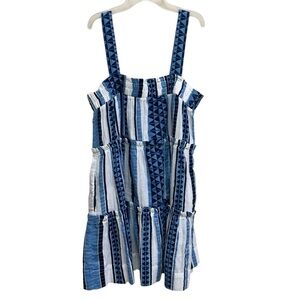 Elan Women’sNavy & White Patterned Summer Dress Adjustable Straps  Size Medium